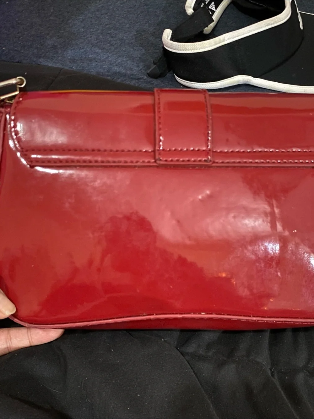 Red Patent Leather Clutch with Gold Hardware
